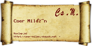 Cser Milán névjegykártya